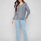 Cold Dye French Terry V-Neck Top by Charlie B in Charcoal