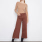 Cropped Patch Pocket Wide Leg Twill Pants by Charlie B in Chocolate