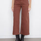 Cropped Patch Pocket Wide Leg Twill Pants by Charlie B in Chocolate