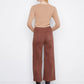 Cropped Patch Pocket Wide Leg Twill Pants by Charlie B in Chocolate
