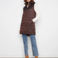 Long Hooded Puffer Vest by Charlie B in Mocha