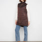 Long Hooded Puffer Vest by Charlie B in Mocha