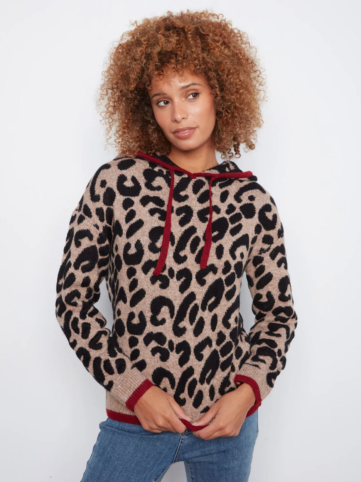 Printed Hoodie Sweater by Charlie B in Animal