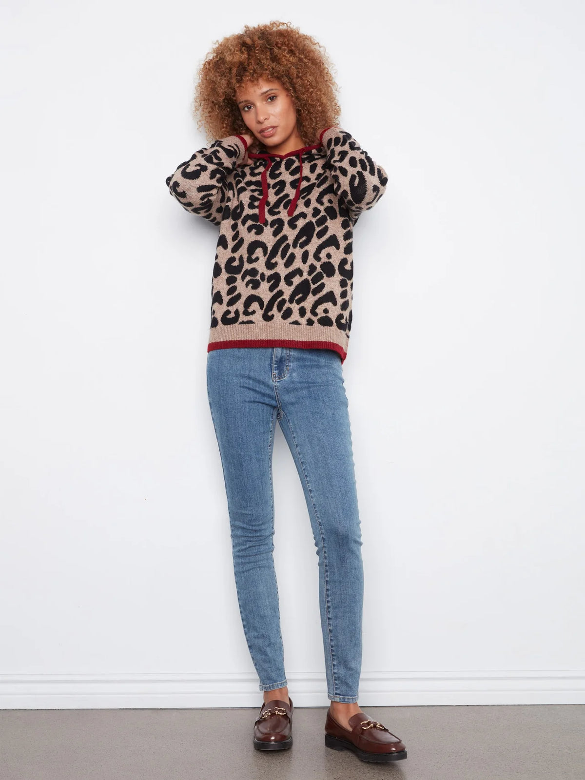 Printed Hoodie Sweater by Charlie B in Animal
