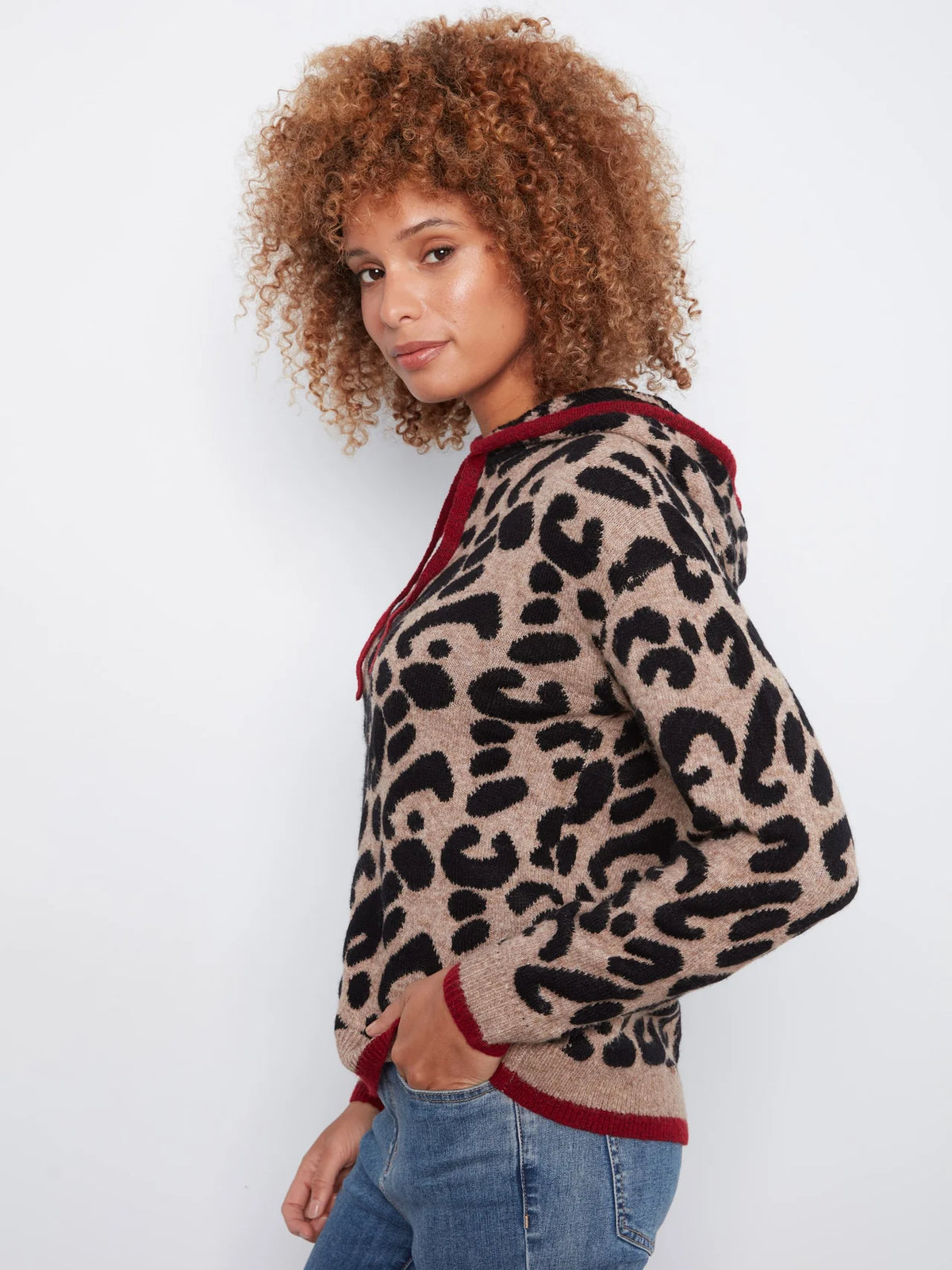 Printed Hoodie Sweater by Charlie B in Animal