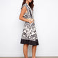 Printed Linen Cap Sleeve Dress with Straw Belt by Charlie B in Oasis