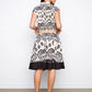 Printed Linen Cap Sleeve Dress with Straw Belt by Charlie B in Oasis