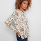 Long Sleeve Drop Shoulder V-Neck Sweater by Charlie B in Snowflake