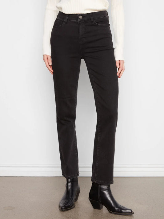 Straight Leg Stretch Denim Pants by Charlie B in Charcoal