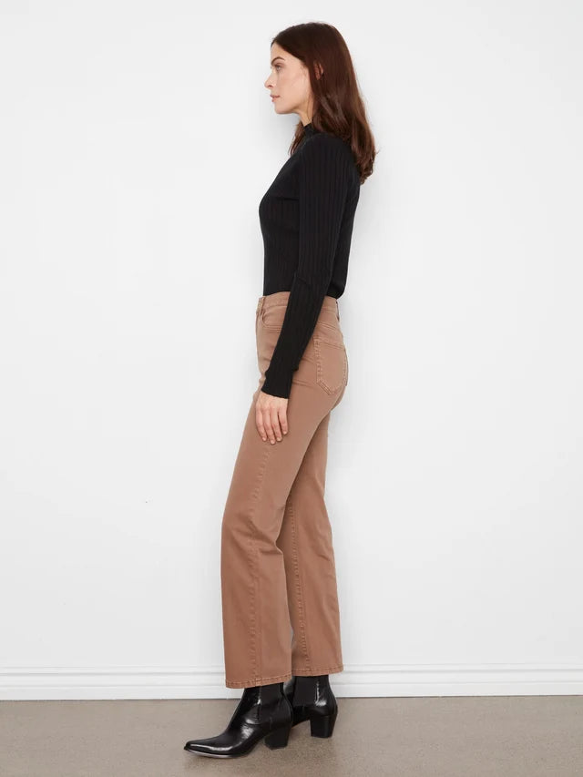 Straight Leg Colored Twill Pants by Charlie B in Truffle