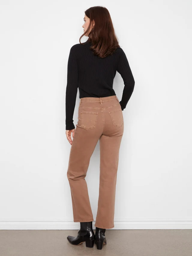 Straight Leg Colored Twill Pants by Charlie B in Truffle