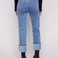 Wide Cuff Straight Leg Stretch Denim Pants by Charlie B in Medium Blue