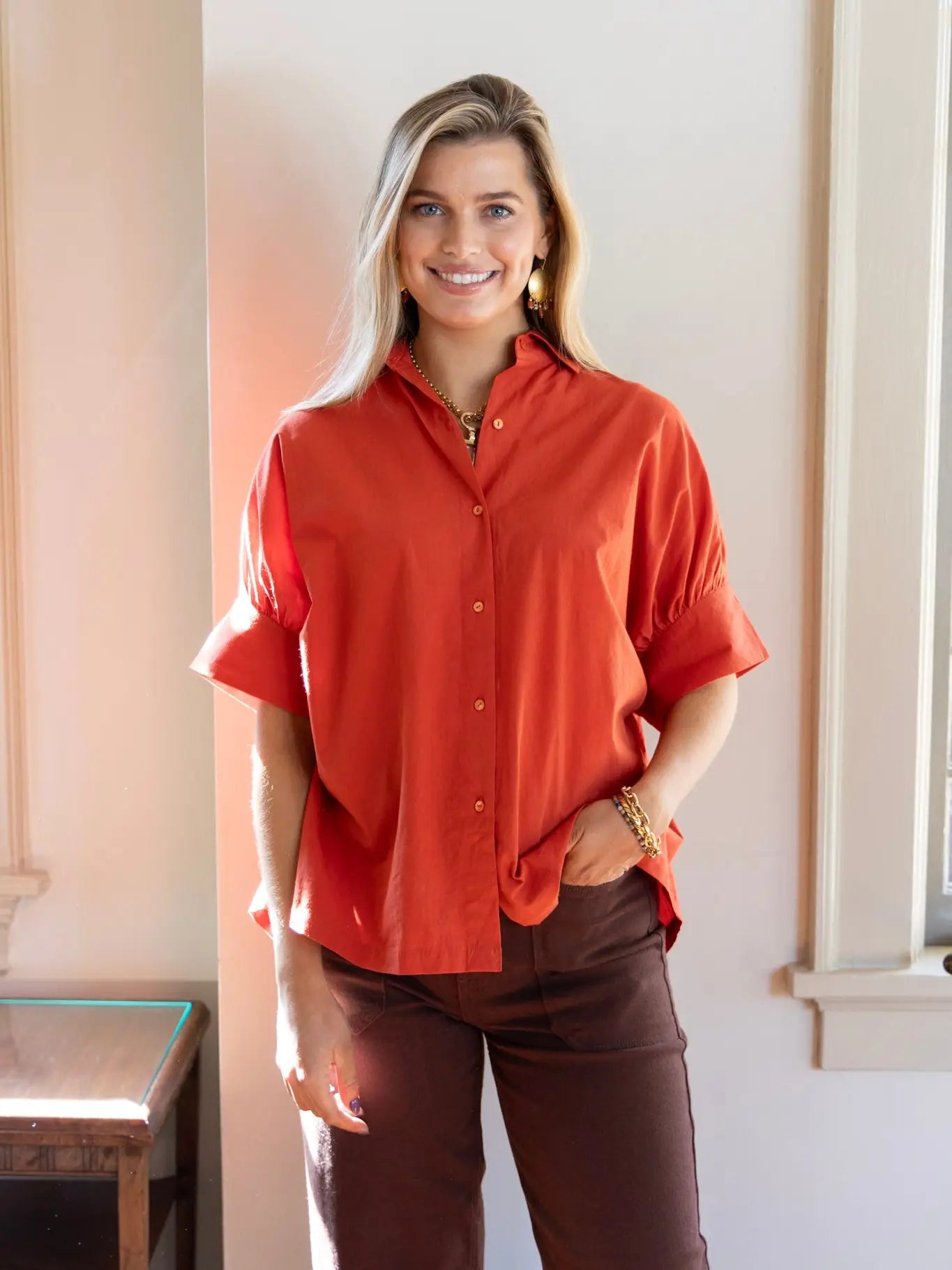 Cass Blouse by Ex Voto in Red Clay