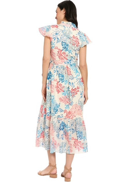 Dress by London Times Fashion in Ivory and Coral