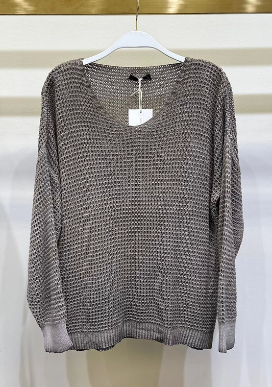 Antique Wash Cable Knit Sweater by Milio Milano in Mocha