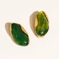 Maelie 18K Gold Non-Tarnish Resin Drop Earring by Flanerie by MAIQ in Green
