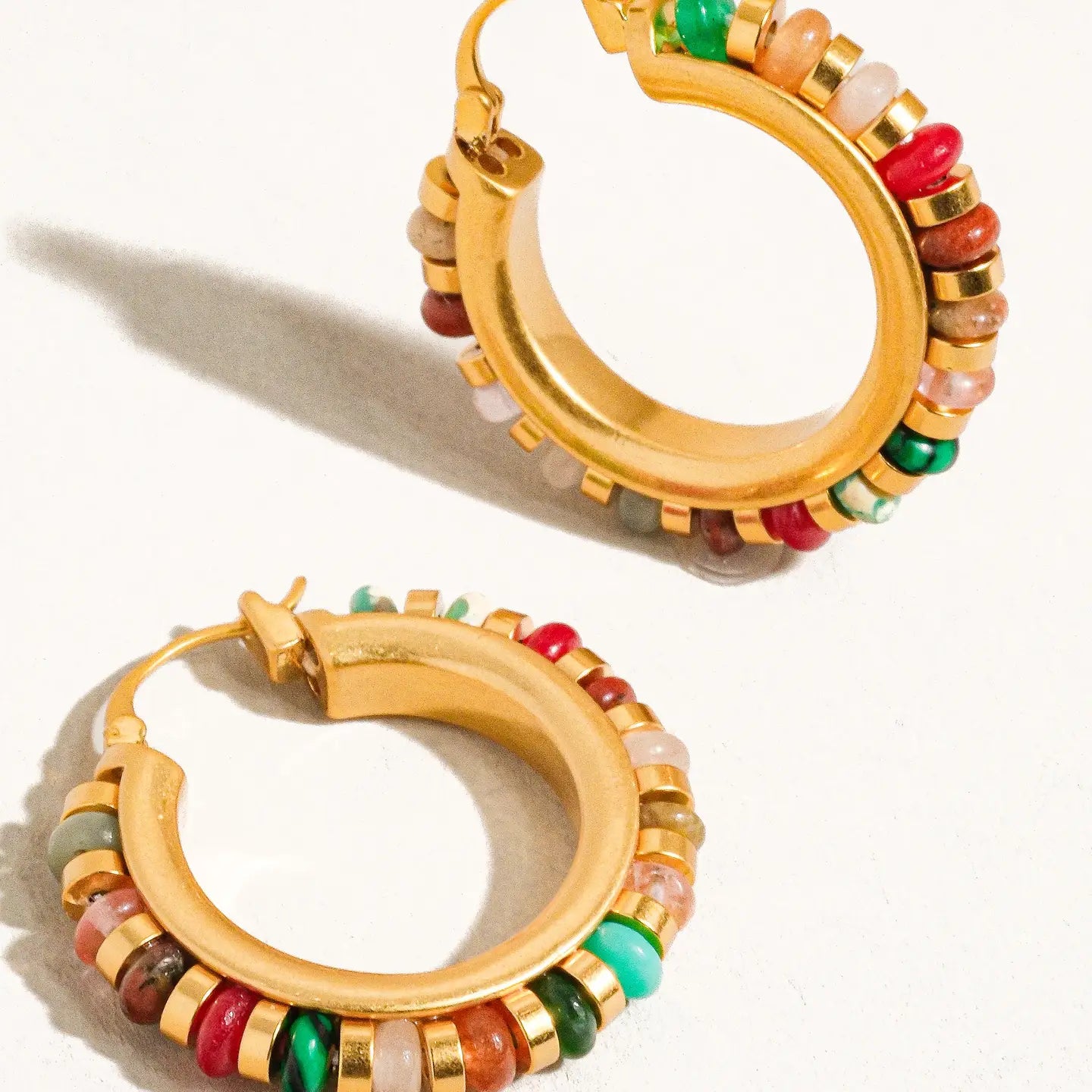 Capri 18K Gold Color Beaded Resort Hoop Earring by Flanerie by MAIQ