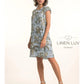 Map Print Dress by Linen Luv in Ciel