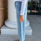 High Rise Crop Wide Leg Jeans by Oat New York in Haydee Light Wash