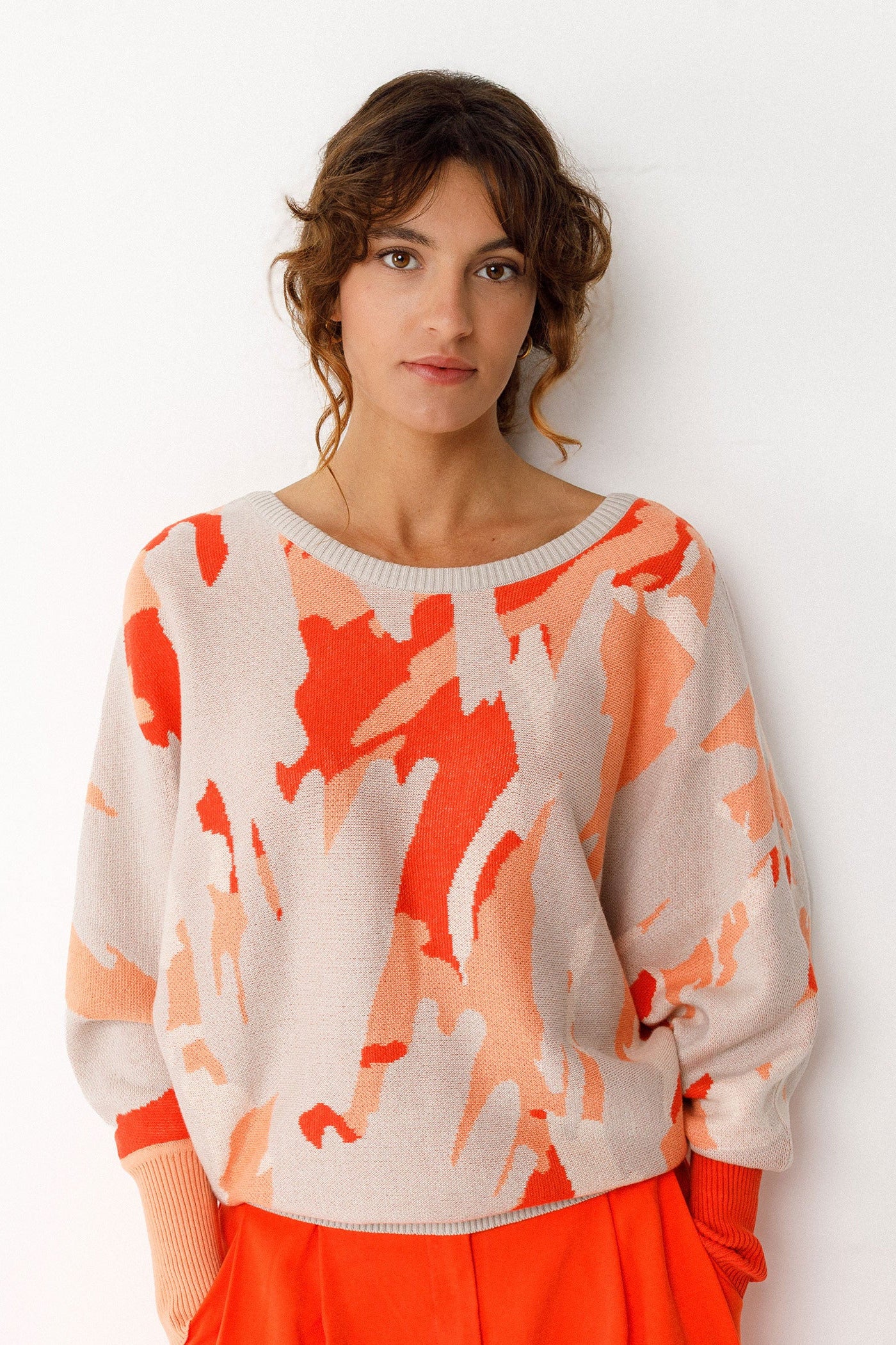Dare-Gots Sweater by SKFK in Orange Multi