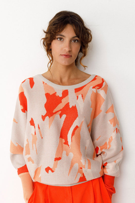 Dare-Gots Sweater by SKFK in Orange Multi
