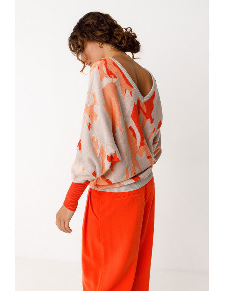 Dare-Gots Sweater by SKFK in Orange Multi