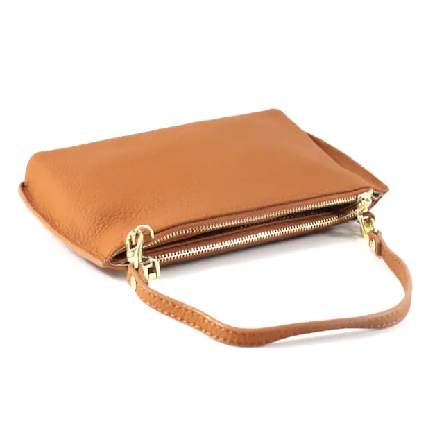 Leather Crossbody Handbag by Pretty Persuasions in Brown