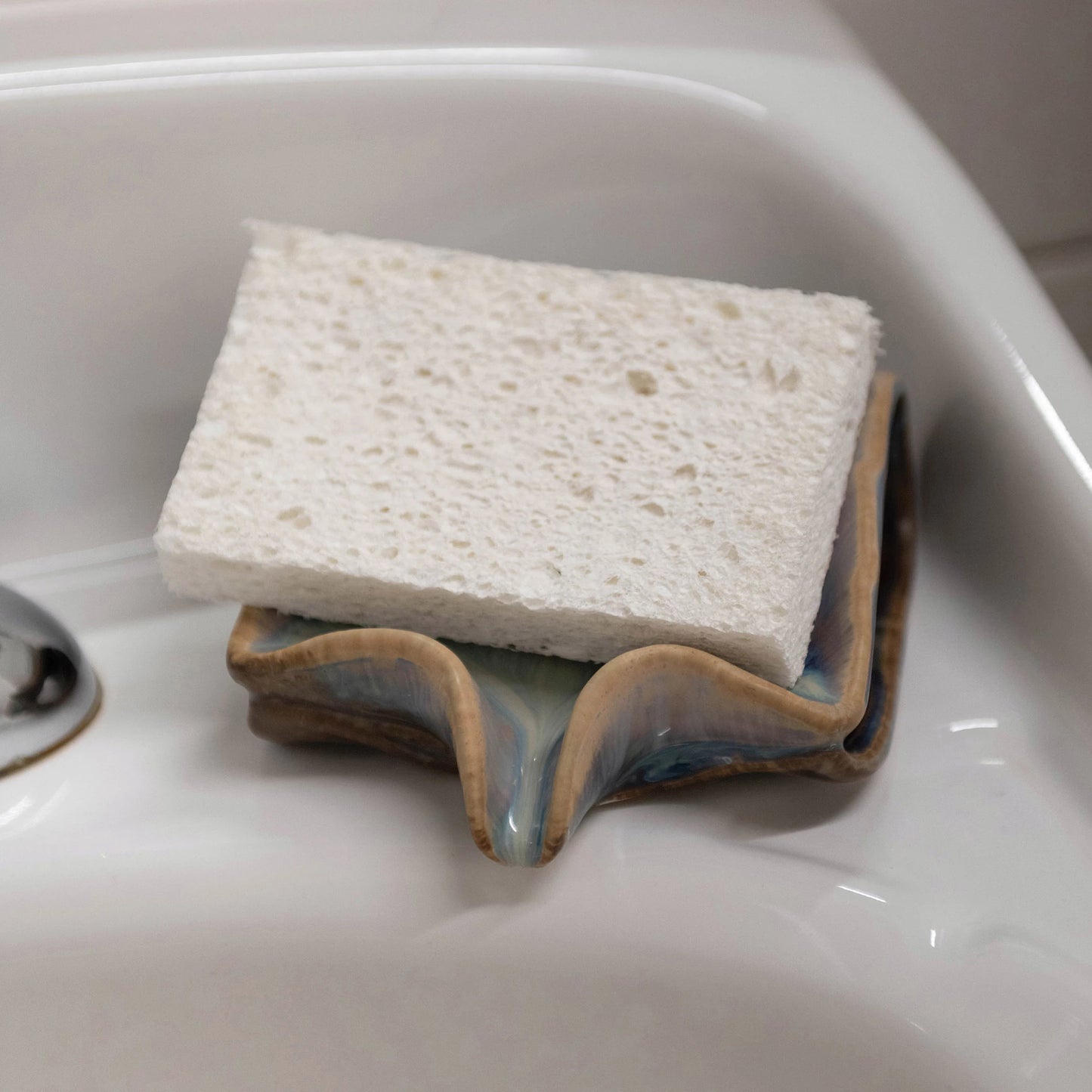 Square Stoneware Sponge Holder/Soap Dish by Creative Co-Op