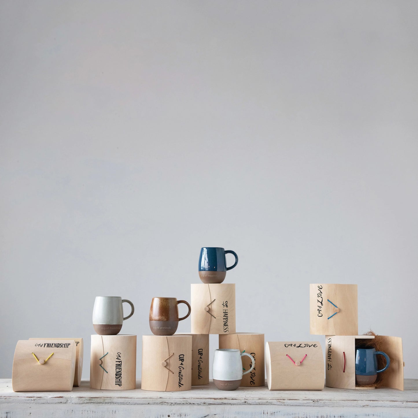 18oz Stoneware Mug with Wood Gift Box by Creative Co-Op