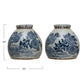 Stoneware Ginger Jar Blue/White by Creative Co-Op