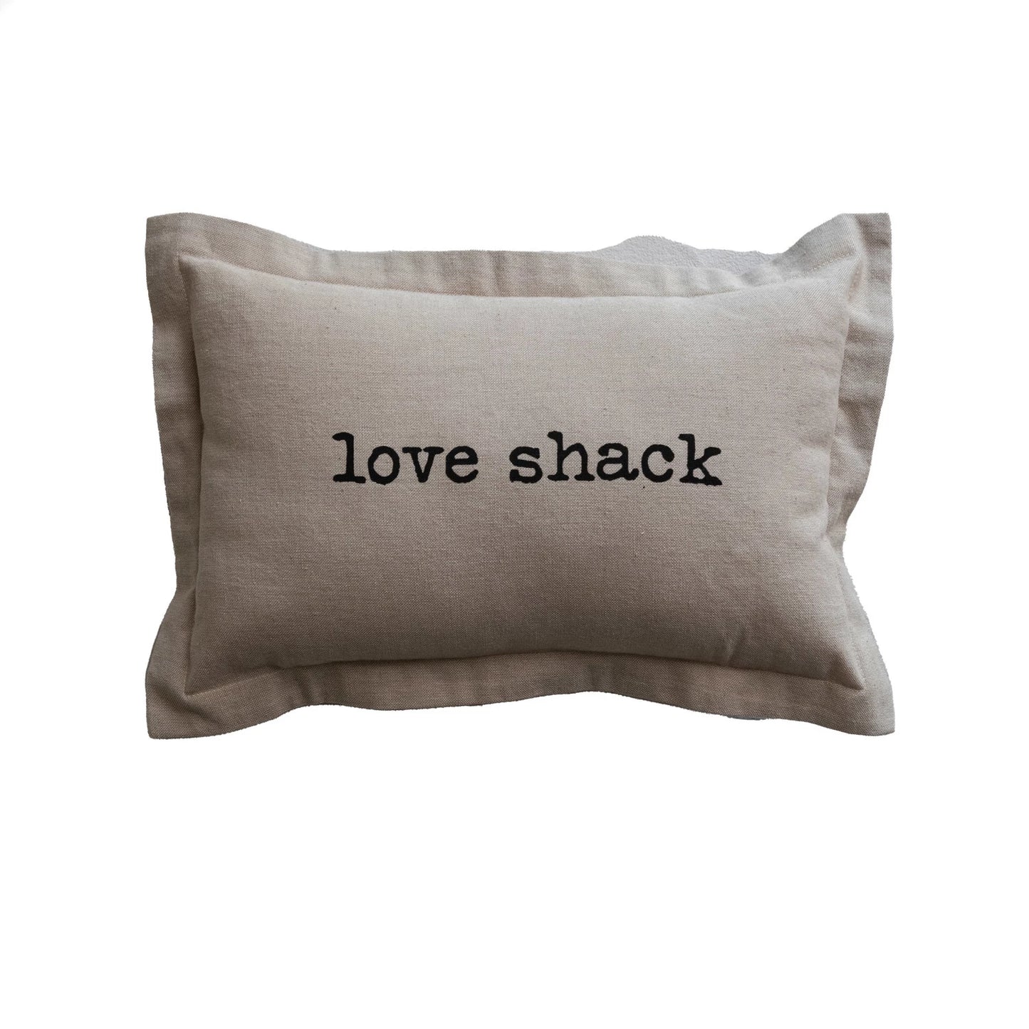 Chambray Printed Lumbar Pillow by Creative Co-Op in Beige
