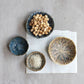 Round Stoneware Dish with Embossed Dots by Creative Co-Op in Blue/Brown