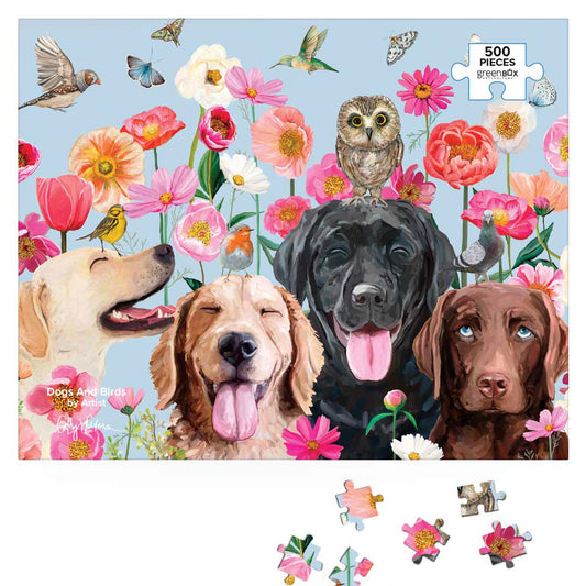 Dogs and Birds Puzzle by Greenbox Art