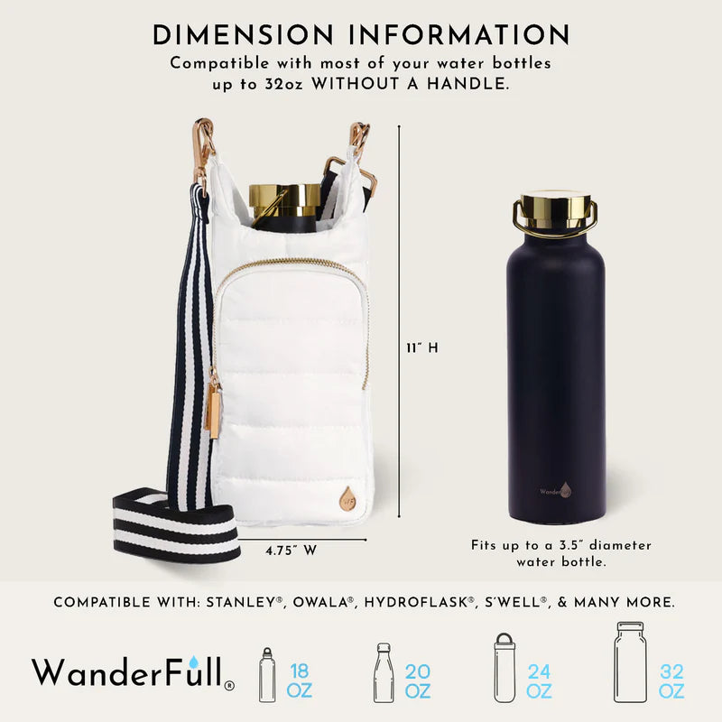 Hydrobag by Wanderfull in White Ripstop w/ Black & White Striped Strap