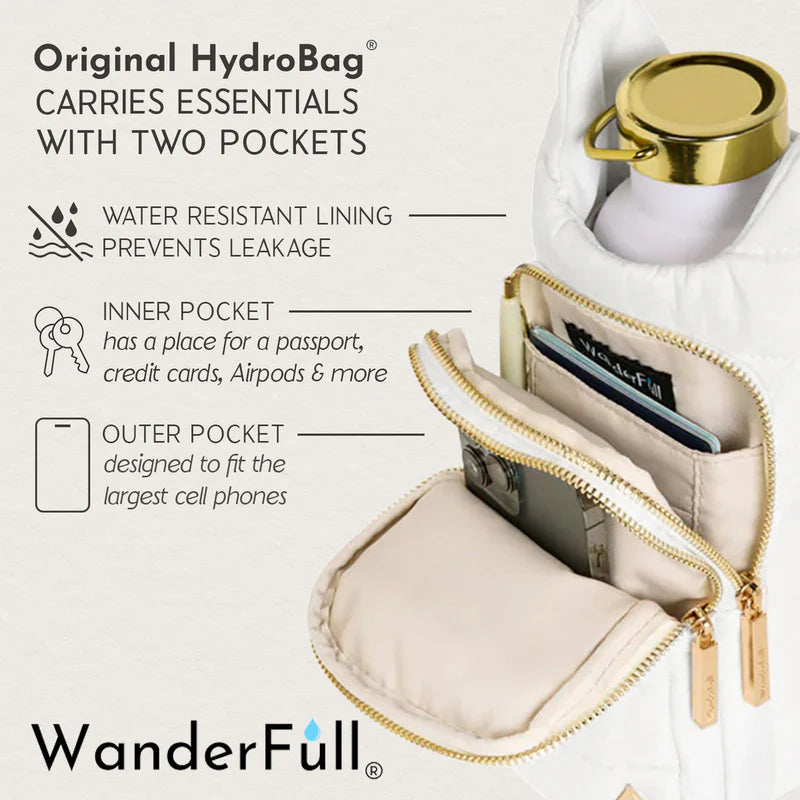 Hydrobag by Wanderfull in White Ripstop w/ Black & White Striped Strap