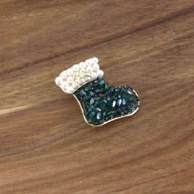 Christmas Stocking Brooch by Pretty Persuasions in Green