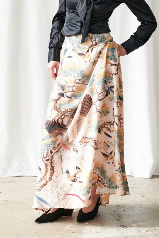 Hummingbird A-line Maxi Skirt by One Hundred Stars in Nude