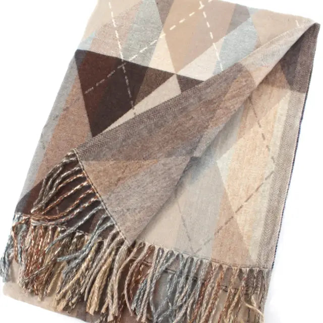 Argyle Wrap by Pretty Persuasions in Orange/Taupe