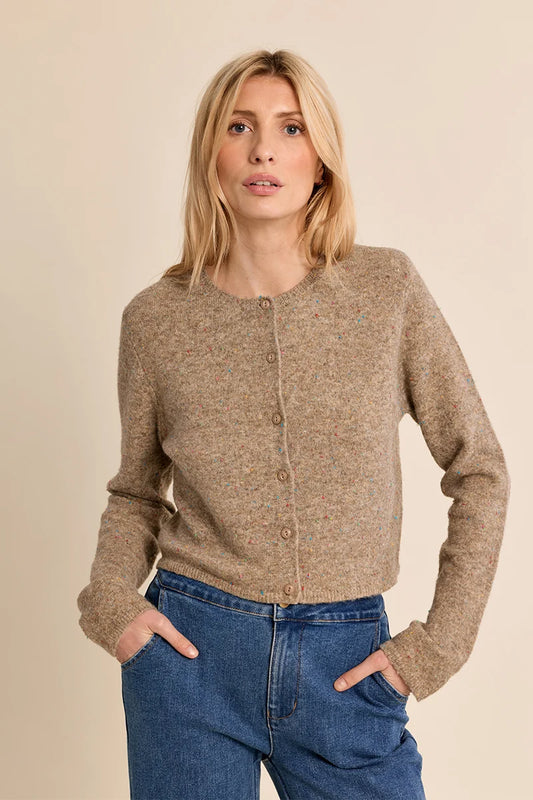 Short Fitted Cardigan by Molly Bracken in Camel