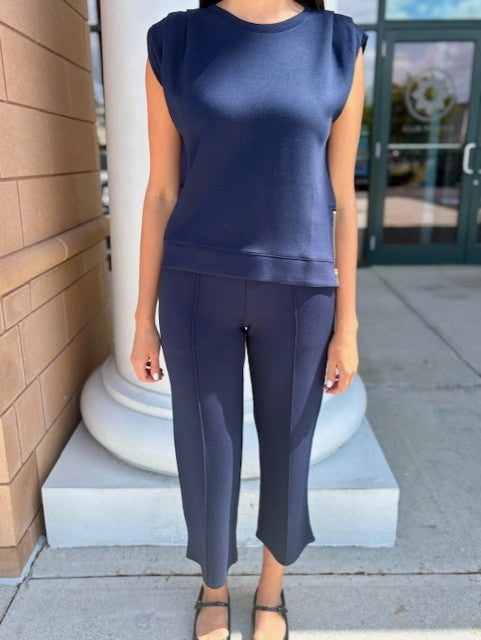 DreamTech Pleated Shoulder Tank with Cropped Pant by Softies in Midnight