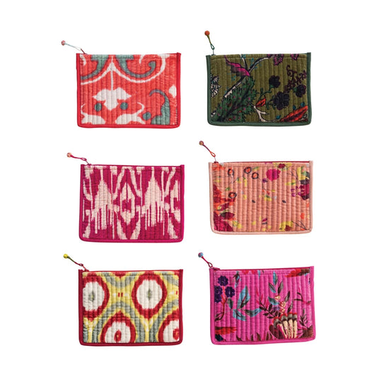 Quilted Cotton Printed Zip Pouch by Creative Co-Op