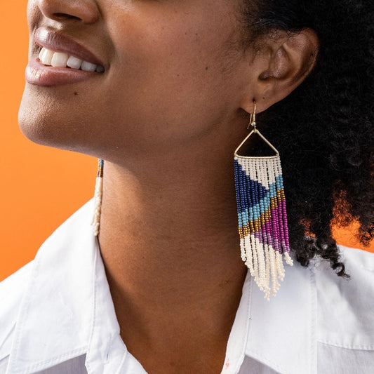 Emilie Angles Beaded Fringe Earrings by Ink+Alloy in Iceland