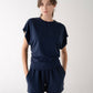 Side Ruching Short Sleeve Top by elle grey in Slate Navy