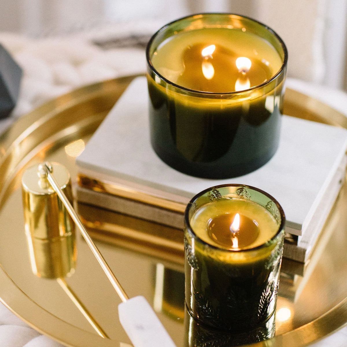 Molded Green Glass Frasier Fir Poured Candle by Thymes