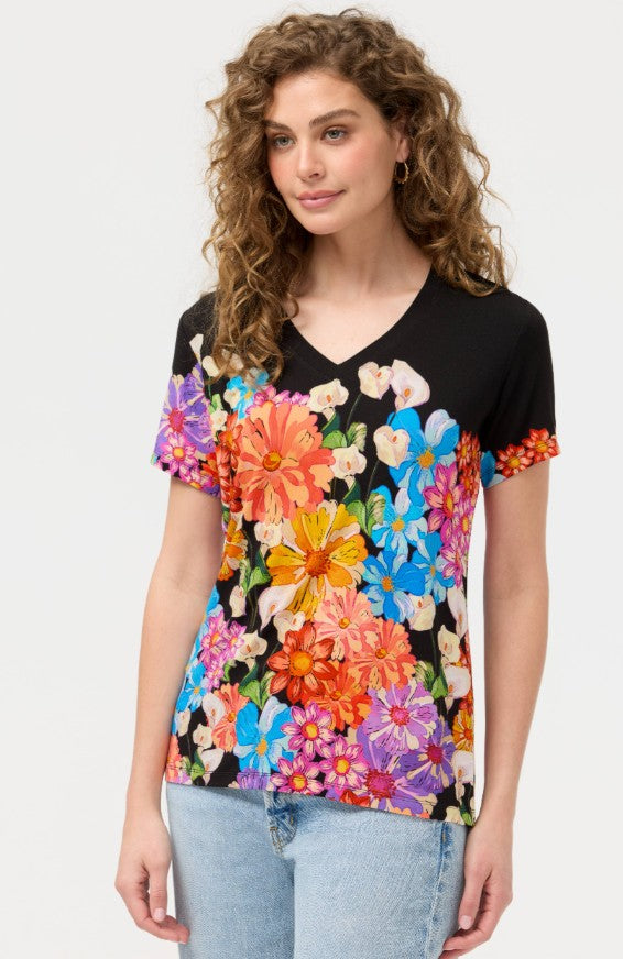 The Janie Favorite Short Sleeve Crew Neck Tee by Johnny Was in Gerbera Scarf