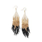 Claire Ombre Beaded Fringe Earrings by Ink+Alloy in Black