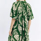 Short Bubble Sleeve Dress by Umgee in Green/Cream Leafy Print