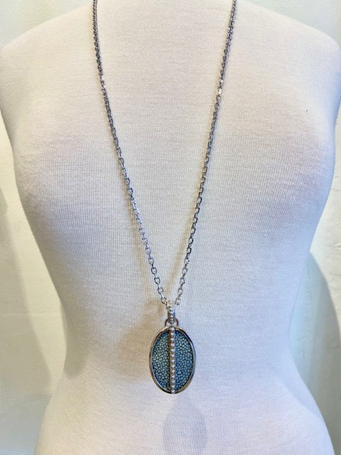 Ava White Gold Pendant by VIVO Studios in Shag Gray