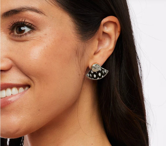 Hiott Fan Stud Earring by Brackish in Silver