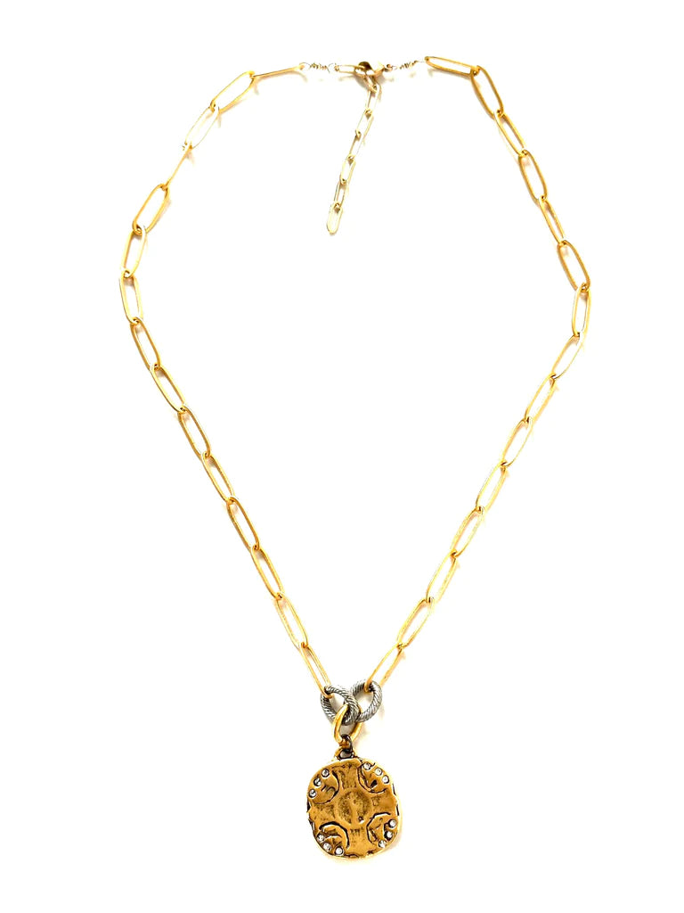 CZ Cross Coin Necklace by CV Designs